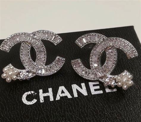 chanel diamond cc earrings|pre owned Chanel earrings.